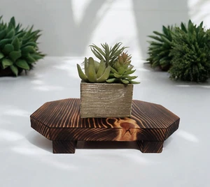 Rustic Wood Riser Pedestal Tray Stand Farmhouse Decorative Display Handcrafted - Picture 1 of 7