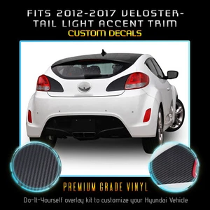 For 2012-2017 Hyundai Veloster Tail Light Trim Overlay Decals Matte Carbon Fiber - Picture 1 of 15