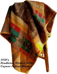 1930's Pendleton Cayuse Indian blanket, beacon pattern, Navajo Real vintage - Picture 1 of 16