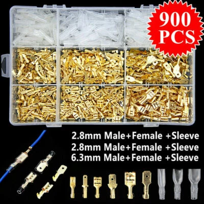 900 stk Quetschverbinder Steckverbinder Sortiment Kabelschuhe Flachstecker Box - Bild 1 von 4