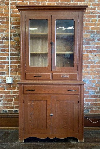 Antique Hutch Buffet China Cabinet Cupboard Oak Wood Original Vtg Hoosier Style Cover