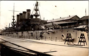 U.S.S. SCHLACHTSCHIFF COLORADO IM TROCKENDOCK - ALTE ECHTE FOTO POSTKARTE - Bild 1 von 2