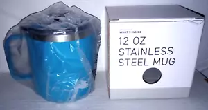 12 oz Stainless Steel Insulated Coffee Mug w/ Handle & Sip Lid (Blue) Brand New - Picture 1 of 5