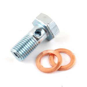 8mm M8 x 1.0mm Pitch Metric Banjo Bolt Fitting w/ Washers - Foto 1 di 4