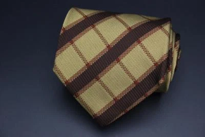 BANANA REPUBLIC Silk Tie. Brown Plaid. - Image 1 of 3