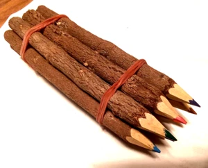 Chunky Wooden Tree Twig Branch coloured Pencils x10 - Picture 1 of 2