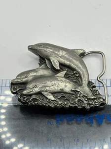 Bergamot Brass Works 1978 - 3 Dolphins on Belt Buckle H-145  - Picture 1 of 5