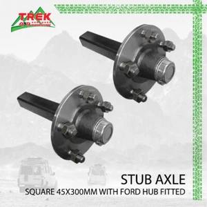 2X Trailer 5 Stud Ford hub 1000kg 1T 45mm Square Fitted Stub Axle SL Bearing - Picture 1 of 1