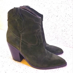 Marc Fisher Gona Western Booties Dark Olive Green Boots size 7.5 - Picture 1 of 7