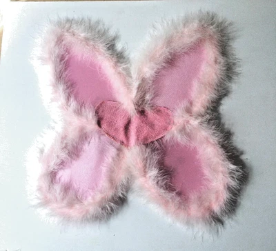 Girls Kids Pink Furry Trim Fairy Wings - 10w "x 15L" - Image 1 of 4