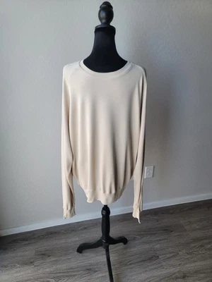 Vintage Per Lui Per Lei 100% Silk Long Sleeve Mens Clothing Cream Beige Baggy ~M - Image 1 of 4