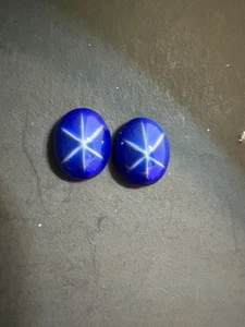 Blue Lindy Star 10mm Oval Stone & Silver Tone Stud Pierced Earrings - Picture 1 of 3