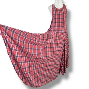 Free People French Riviera 90s Punk Grunge Plaid Maxi Dress Garnet Medium Fall - Picture 1 of 11