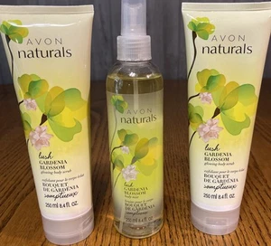 Lot Of 3 Avon Naturals Gardenia Blossom Body Scrub 8.4 Oz & Body Spray 8.4oz NOS - Picture 1 of 7