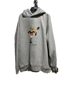 NWT Polo Ralph Lauren Men's Grey Rugby Football Polo Bear Fleece Pullover Hoodie - Picture 1 of 3