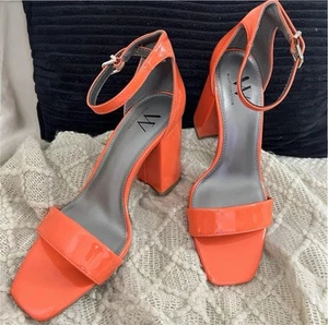 Worthington Becklyn Block Heels Sandals Size 7 Orange Strap Womens - Picture 1 of 8