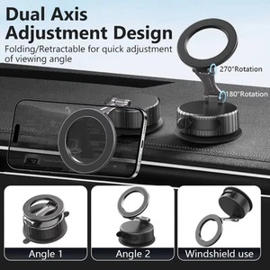 Flexible Magnetic Car Phone Mount with Vacuum Attachment for Stability - Zdjęcie 1 z 10