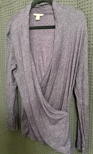 Top Banana Republic Drapeado Sobrepelliz L Estampado Púrpura Manga Larga Capas de Otoño - Imagen 1 de 12