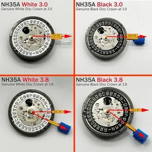 Original Nh35a Automatic Movement 3/3.8/6 Crown Black Date Watch Repair - Picture 1 of 26
