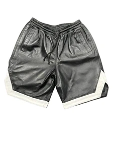 Nuevos Pantalones Cortos de Cuero para Hombre 100% Piel de Oveja Pura Cuero Real Pantalones Cortos de Pista - Imagen 1 de 5