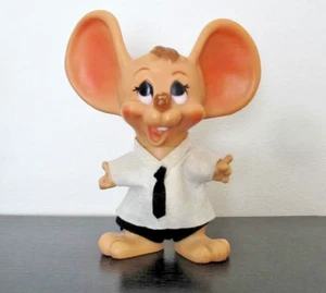 Vintage 1970s Huron Products Plastic Mouse Bank Topo Gigio w/ Wht Shirt Blk Tie - Picture 1 of 12