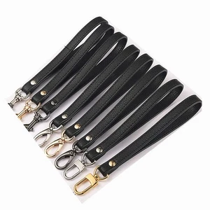 Women's Black Real Leather Wallet Handbag Purse Clutch Wristlet Handle Strap - Picture 1 of 11