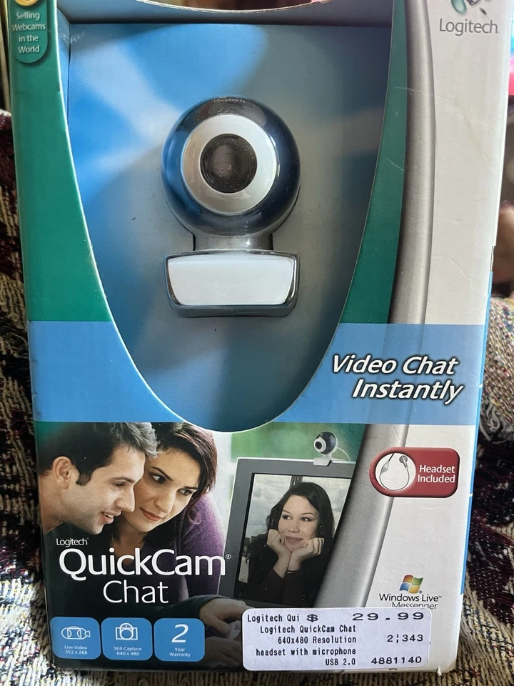 NEW Logitech Quickcam Video Chat Web Cam Skype Headset included - Image 1 of 1