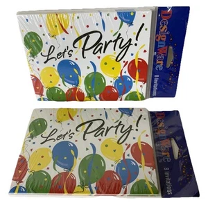 DesignWare Let's Party Invitations - 2 paquetes de 8 invitaciones de cumpleaños. 16 en total. - Imagen 1 de 3
