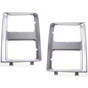 New Headlight Doors/Bezels Set of 2 Driver & Passenger Side Chevy Silver Pair - Picture 1 of 10