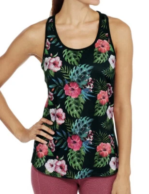 Danskin Now Womens Tropical Hawaiian Athletic Sleeveless Top Black Medium - Image 1 of 4