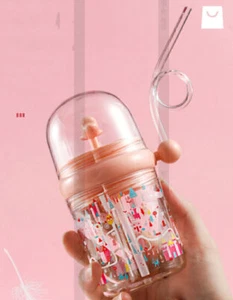 Kids Cute Whale Water Spray Feeding Cup Drinking Bottle With Straw Bottle 250ml - Picture 1 of 14