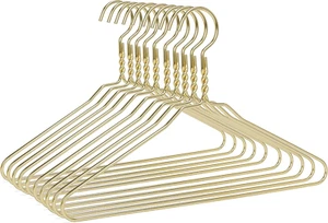 Beautiful Gold Aluminum Metal Suit Hangers Heavy Duty Coat Hangers (10 Pack Gold - Picture 1 of 12