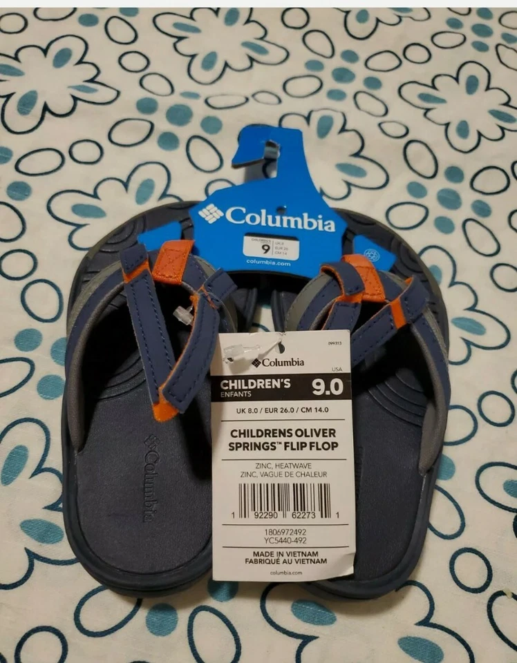 Columbia Girls Oliver Springs Flip Flop Sandals Kid Sizes 9 Orange /Gray  - Image 1 of 4