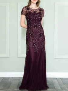 Sexy Short Sleeve Mother Of The Bride Dress For Wedding Sequins Beads Prom Gown - Picture 1 of 5