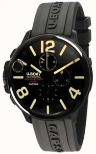 Nuevo reloj para hombres U-Boat CAPSOIL CHRONO 45 MM SS esfera negra banda de goma 8111 - Imagen 1 de 1