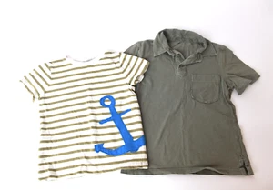 Mini Boden and Gap Lot of 2 T-Shirt Polo Olive Green Stripes Boys Sz 3-5 - Picture 1 of 8
