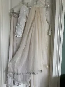 Lehenga Choli White & Silver Stitched Indian Blouse Saree Bollywood Style - Picture 1 of 11