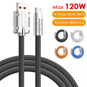 120W 6mm Bold Cord Fast Charging Cable Micro USB C iOS iPhone Metal Interface - Picture 1 of 20