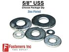 5/8" USS Flat Washers Grade 2 Steel Zinc Plated 1-3/4"OD (Choose Pkg Quantity)