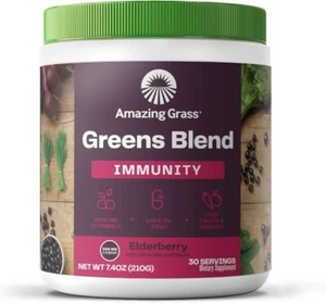 Amazing Grass Greens Blend Superfood, Immunity, Elderberry, Sealed Brand New - Picture 1 of 6