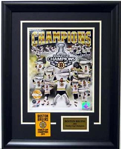 Boston Bruins 2011 Stanley Cup official patches Deluxe Framed Photo Picture - Picture 1 of 1
