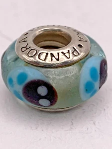 Authentic Pandora ALE Sterling Silver Murano Glass Blue Ladybug Charm 790654 - Picture 1 of 3