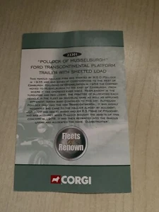 Corgi CC23301 Pollock Of Musselburgh Ford transcontinental Certificate Only - Picture 1 of 2