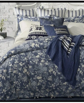 Nuevo en Paquete Edredón Ralph Lauren Indigo Cottage Floral King y 3 Fundas Euro 4 Piezas Foto 1 de 4