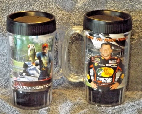 BASS PRO / TONY STEWART  6"  TUMBLERS WITH LIDS - SET OF 2 - NEW! Cover