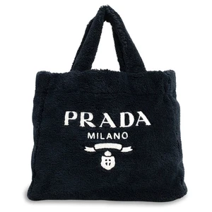 PRADA Terry Tote Bag Pile, Nero & Bianco 1BG130 - Picture 1 of 12