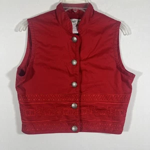 Panhandle Slim Western Vest Womens Size M Red Buttons Embroidery Aztec - Picture 1 of 6