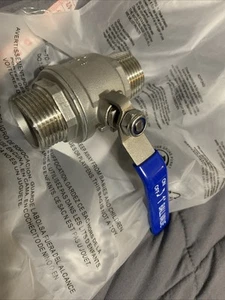 Edelstahl 304 1" Vollanschluss Kugelhahn mit blauem Vinylgriff - Bild 1 von 3
