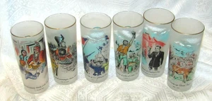 6 Libbey Vintage Rush To The Rockies Colorado Centennial Tumblers Train Glass - Picture 1 of 5