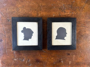 Matching Pair of Antique NH Silhouettes Portraits Folk Primitive 1800s Framed - Picture 1 of 8